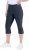 Ulla Popken Bengaline Elastic Waist Stretch Capri Pants Navy Blue - Jeans & Byxor i Stora Storlekar – Plus Size - 