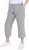 Ulla Popken Cool Linen Elastic Waist Capri Pants Light Grey Melange - Jeans & Byxor i Stora Storlekar – Plus Size - 