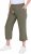 Ulla Popken Cool Linen Elastic Waist Capri Pants Loden Green - Jeans & Byxor i Stora Storlekar – Plus Size - 