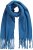 Ulla Popken Trendy Boucle Yarn Fringe Knit Scarf Teal Blue - Accessoarer - 