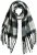 Ulla Popken Plaid Long Fringe Scarf Black - Accessoarer - 