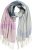 Ulla Popken Cozy Lettering Fringed Scarf Pink and Blue - Accessoarer - 
