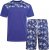 Kam Jeans 5002 Palm Tree Panel Tee And Short Set Electric Blue - T-shirts - Stora T-shirts - 2XL-14XL