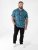 D555 Hawkins Printed Cuban Collar Resort Short Sleeve Shirt Teal - Skjortor - Stora skjortor - 2XL-8XL