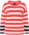 Ulla Popken Mixed Stripe Long Sleeve Sweater Hibiscus Red - Collegetröjor & hoodies - 