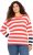 Ulla Popken Mixed Stripe Long Sleeve Sweater Hibiscus Red - Collegetröjor & hoodies - 