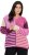 Ulla Popken Patchwork Striped Long Sleeve V-Neck Sweater Raspberry - Collegetröjor & hoodies - 