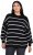 Ulla Popken Oversized Striped Balloon Sleeve Sweater Black - Collegetröjor & hoodies - 