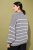 Ulla Popken Oversized Striped Balloon Sleeve Sweater Grey Melange - Collegetröjor & hoodies - 