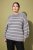 Ulla Popken Oversized Striped Balloon Sleeve Sweater Grey Melange - Collegetröjor & hoodies - 