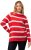 Ulla Popken Stripe Fine Knit Turtleneck Sweater Light Red - Collegetröjor & hoodies - 
