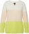 Ulla Popken Block Stripe Long Sleeve V-Neck Sweater Lime Green - Collegetröjor & hoodies - 