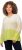 Ulla Popken Block Stripe Long Sleeve V-Neck Sweater Lime Green - Collegetröjor & hoodies - 