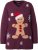 Ulla Popken Gingerbread Man Christmas Sweater Dark Wine Red - Collegetröjor & hoodies - 