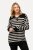 Ulla Popken Striped Troyer Collar Sweater Black - Collegetröjor & hoodies - Mjuka tröjor och hoodies i stora storlekar