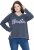 Ulla Popken Houston Textured Lettering Sweatshirt Navy - Collegetröjor & hoodies - 
