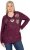 Ulla Popken Metallic Print Extra Soft Christmas Sweatshirt Dark Wine Red - Collegetröjor & hoodies - 
