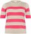 Kaffe Curve Lizzy Randig tröja Beige/Hallon - Tryckta T-shirts för dam i stora storlekar - 