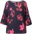 Ulla Popken Botanical Print Cold Shoulder Top Black - T-shirts - 