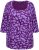 Ulla Popken Scribble Print Square Neck 3/4 Sleeve Tee Violet - Tryckta T-shirts för dam i stora storlekar - 