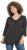 Ulla Popken Glitter Stripe 3/4 Sleeve Tee Anthracite - Tryckta T-shirts för dam i stora storlekar - 