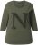 Ulla Popken Textured Lettering 3/4 Sleeve Tee Olive - Tryckta T-shirts för dam i stora storlekar - 