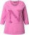 Ulla Popken Textured Lettering 3/4 Sleeve Tee Pink - Tryckta T-shirts för dam i stora storlekar - 