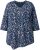 Ulla Popken Ribbon Print 3/4 Sleeve Asymmetric Tee Navy - Tryckta T-shirts för dam i stora storlekar - 