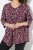 Ulla Popken Ribbon Print 3/4 Sleeve Asymmetric Tee Plum - Tryckta T-shirts för dam i stora storlekar - Tryckta t-shirts för dam
