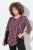 Ulla Popken Ribbon Print 3/4 Sleeve Asymmetric Tee Plum - Tryckta T-shirts för dam i stora storlekar - Tryckta t-shirts för dam