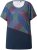 Ulla Popken Quick Drying Geometric Print Short Sleeve Tee Navy Blue - Tryckta T-shirts för dam i stora storlekar - 