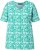 Ulla Popken Coral Reef Printed Short Sleeve V-Neck Tee Emerald - Tryckta T-shirts för dam i stora storlekar - 