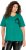 Ulla Popken Embroidered Face Motif Short Sleeve V-Neck Tee Emerald Green - Tryckta T-shirts för dam i stora storlekar - 