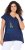Ulla Popken Half-Sleeve A-line V-Neck Boat Pattern T-Shirt Ink Blue - Tryckta T-shirts för dam i stora storlekar - 