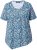 Ulla Popken Floral Pointed Hem Short Sleeve Tee Deep Aqua - Tryckta T-shirts för dam i stora storlekar - 
