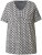 Ulla Popken Cactus Print Short Sleeve V-Neck Tee Graphite Grey - Tryckta T-shirts för dam i stora storlekar - 