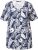 Ulla Popken Feather Print Short Sleeve V-Neck Tee Ink Blue - Tryckta T-shirts för dam i stora storlekar - 