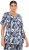 Ulla Popken Feather Print Short Sleeve V-Neck Tee Ink Blue - Tryckta T-shirts för dam i stora storlekar - 
