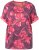 Ulla Popken Quick Drying Flower Print Short Sleeve Tee Dark Cherry - Tryckta T-shirts för dam i stora storlekar - 