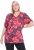 Ulla Popken Quick Drying Flower Print Short Sleeve Tee Dark Cherry - Tryckta T-shirts för dam i stora storlekar - 