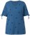 Ulla Popken Bow Print Split Sleeve Tee Indigo Denim - Tryckta T-shirts för dam i stora storlekar - 