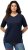 Ulla Popken Piping Accent Functional UVP 50+ Stretch Knit Top Navy Blue - T-shirts - 