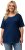 Ulla Popken Cold Dye Ruffle Edge Pocket Tee Dark Blue - T-shirts - 