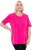 Ulla Popken Essential Round Neck Stretch Tee Magenta Pink - T-shirts - 
