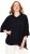 Ulla Popken Sparkling Draped Collared Tee Navy Blue - Tryckta T-shirts för dam i stora storlekar - 