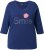 Ulla Popken Smile Rhinestone 3/4 Sleeve Graphic Tee Ink Blue - Tryckta T-shirts för dam i stora storlekar - 