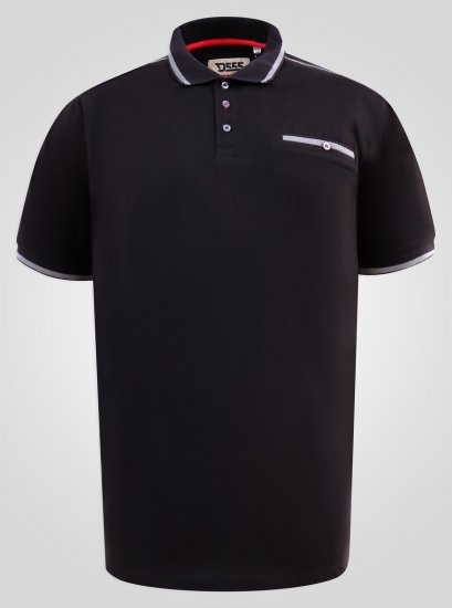 D555 Potts Jersey Polo With Jacquard Collar & Cuffs Svart - Pikétröjor - Stora pikétröjor - 2XL-8XL