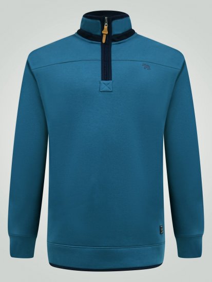 D555 Conway 1 1/4 Zip Neck Fleece Sweatshirt With Bear Logo Teal - Tröjor & hoodies - Stora hoodies & tröjor - 2XL-14XL