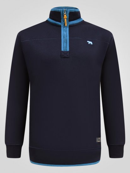 D555 Conway 2 1/4 Zip Neck Fleece Sweatshirt With Bear Logo Mörkblå - Tröjor & hoodies - Stora hoodies & tröjor - 2XL-14XL