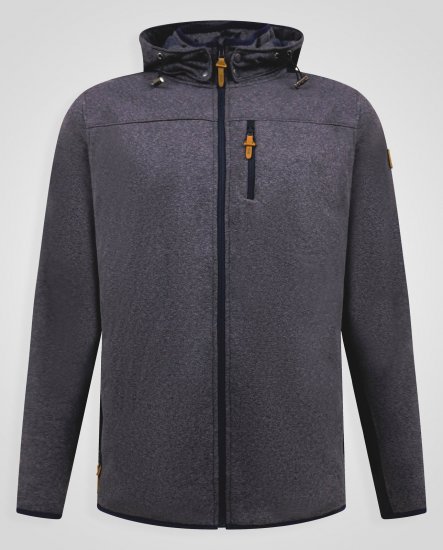 D555 Conrad Detachable Hood Bonded Fleece Zip Through Hoody TALL Mörkblå - TALL tröjor - TALL sweatshirts för långa män
